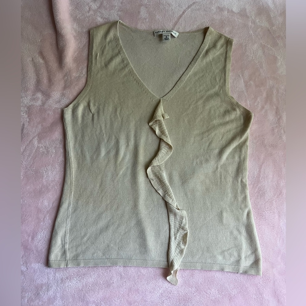 Banana Republic Cream Ruffle Tank Top